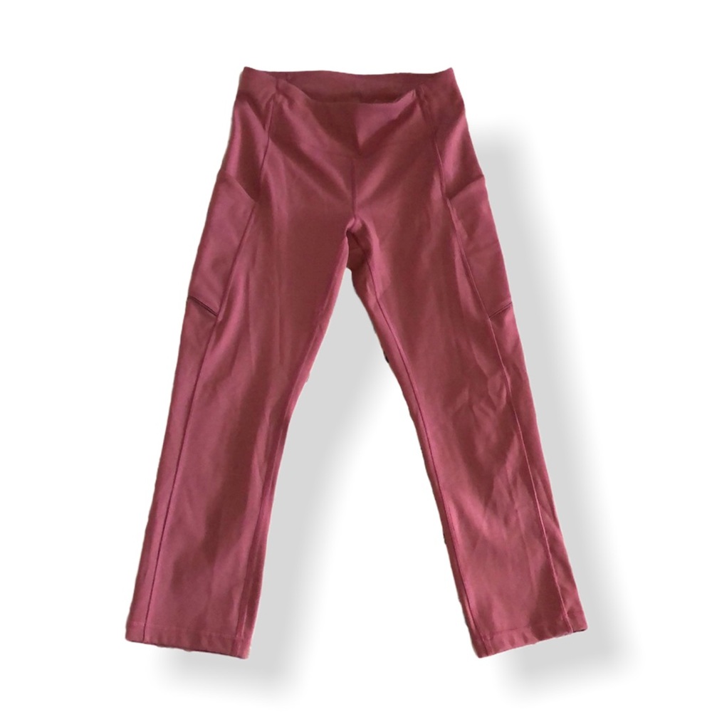 Lululemon Athletica Cropped Leggings Athletic Pants Pink Pockets Size 4 NFS